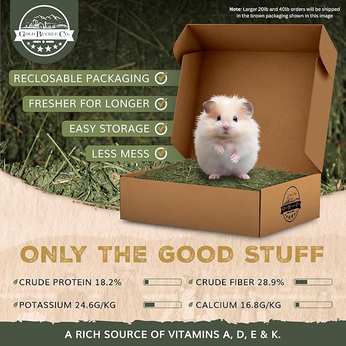 20lb Freshly Dried Organic Alfalfa Hay for Guinea Pigs, Rabbits, Chinchillas, Goats, Hamsters & Ferrets, Small Animal Food Rich in Protein & Fiber, Hand-Selected, Hand sorted, USA Grown