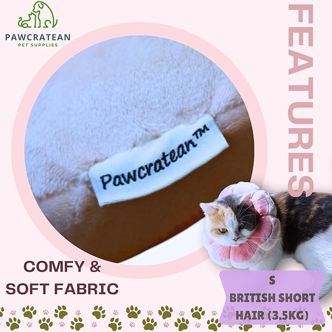 Adjustable Comfy Flower Style Elizabeth Collar for Cats and Puppies Soft Recovery Cone Pet Protective Neck Collar (Pink, Small)
