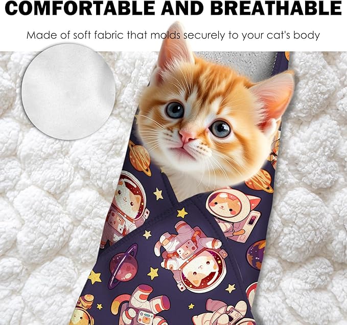 27.6" Cat Grooming Wrap, Self Adhesive Cat Wrap for Cutting Nails, Anti-Escape Calming Cat Swaddle Wrap for Medicine Ear Cleaning, Anti-Scratch Cats Burrito Restraint Blanket, Practical Pet Tool
