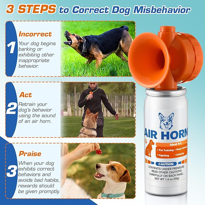 Air Horn, 1.4 oz 120 dB Loud Pet Trainer to Stop Dog Attacking Barking Fighting Jumping, Coyotes Air Horn for Safety, Protect Yourself & Pet While Walking, Orange(1 Pack)