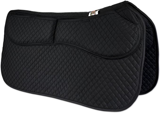 ECP Equine Comfort Products Thermoregulating Western Saddle Pad, Machine Washable Contoured Fit, Water Absorbing, Therapeutic, Shock Absorbing with Adjustable Memory Foam Shims