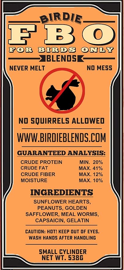 FBO: for Birds Only Wild Bird Seed 4" Cylinders - Squirrels Don't Like It! (2 - 4" Cylinders)