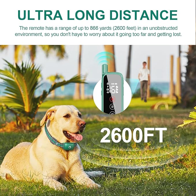 Touch-Screen Dog Shock Collar with Security Lock, 2600FT Dog Training Collar Features 3 Training Modes, Rechargeable & Waterproof, Suits Dogs of All Breeds and Sizes