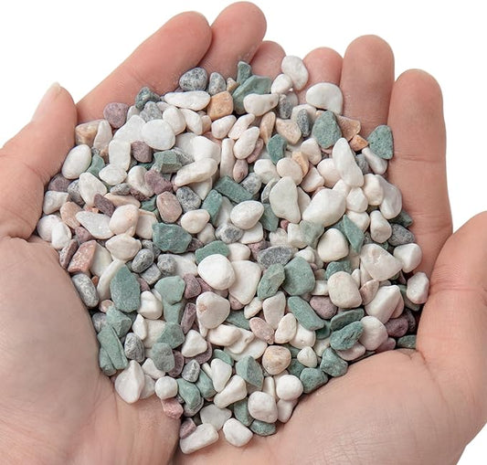 5lb Succulent and Cactus Gravel Pebbles 1/5-3/8 Inch Natural Decorative Polished Stones River Rocks for Plants, Vases, Aquariums, Terrarium and Outdoor Gardening, Mixed Color