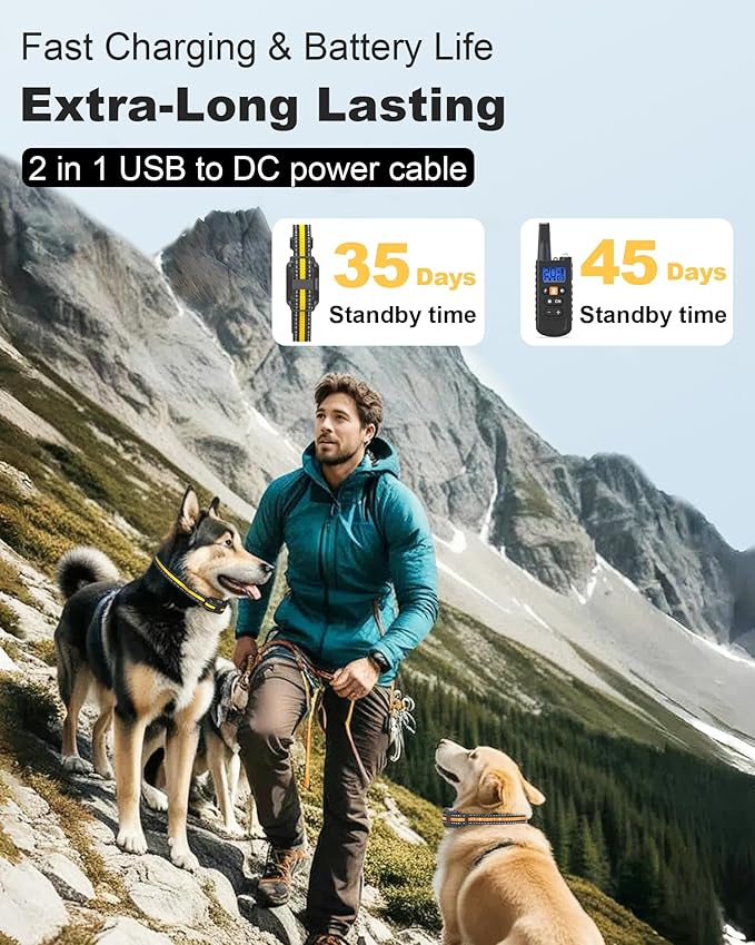 Shock Collar for 3 Dogs, 3300FT Dog Shock Collar with Remote for Small, Medium, Large Dogs with Vibration, Beep, Security Lock, and Waterproof (8-120 LBS)