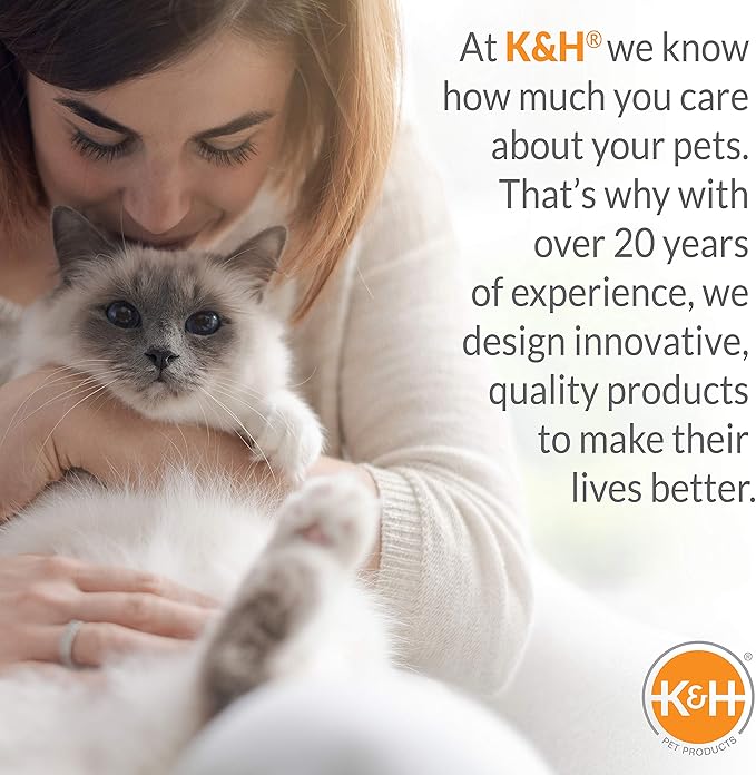 K&H Pet Products Thermo-Kitty Fashion Splash Indoor Heated Cat Bed, Heated Bed for Dogs or Cats with Removable Waterproof Heater Blue Small 18 Inches Round