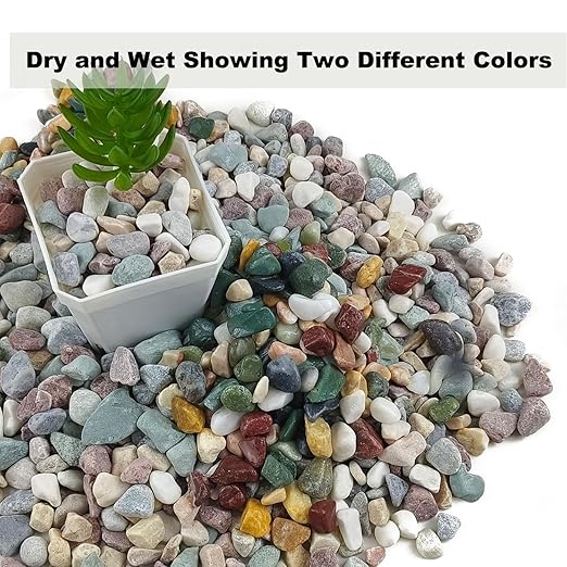 15LB Succulents Rocks for Plants Cactus Gravel Pebbles for Fish Tank 1/2 Inch Natural River Rocks for Vase, Aquarium, Landscaping,Bonsai,Terrarium Pebbles, Mixed Color