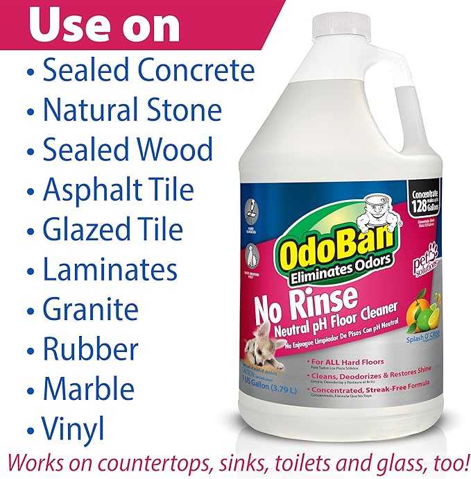 OdoBan Pet Solutions Oxy Stain Remover, Made in the USA, 2-Pack, 32 Ounce Sprays Each, and Neutral pH Floor Cleaner Concentrate, 1 Gallon