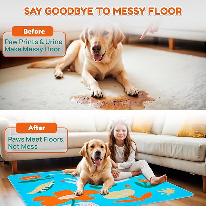 BurgeonNest Washable Pee Pads for Dogs, 2 Pack 30''x36'' Super Absorbent, Leakproof & Non-Slip Reusable Potty Pads for Dogs, Puppy, Playpen, Crate, Whelping Box, Potty Training, Blue