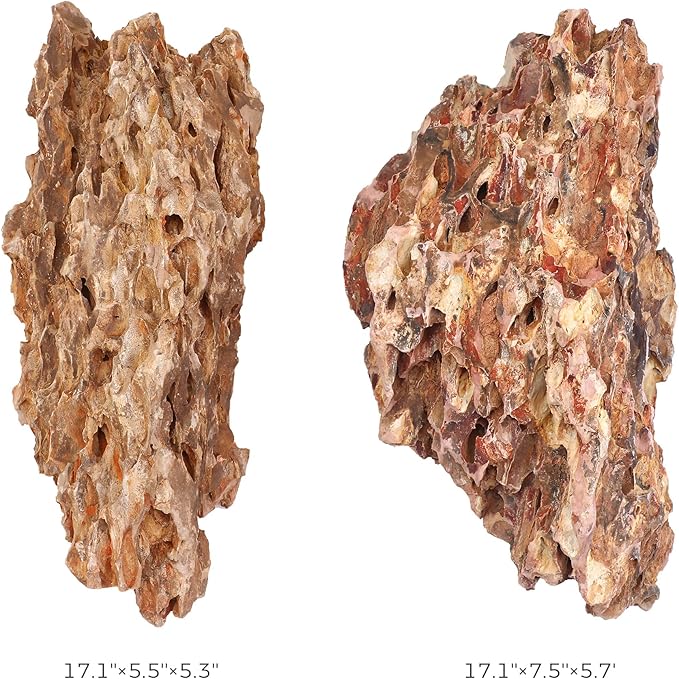 14-16 Inches Natural Dragon Stone 2 PCS Ultra Large Aquarium Rocks for Aquascaping, Aquarium Landscaping, Terrariums, Fish Tank Decoration, Vivariums, Paludarium, Amphibian Enclosures