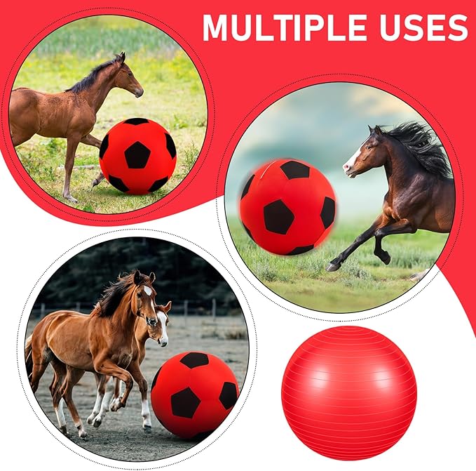40inch Giant Herding Ball with Ball Cover Anti Burst Please Watch VCR for How to Inflation Horse Toys for Horses Stall Entertainment Play, Pump Included(Red Color,Stylish)