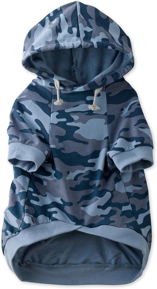 Rocky – The Orginal Lightweight Hooded TEE 100% Organic Cotton Dog Hoodie Pet Coat Sweater for Small, Medium, Large Dogs, Navy Camo, XX-Small