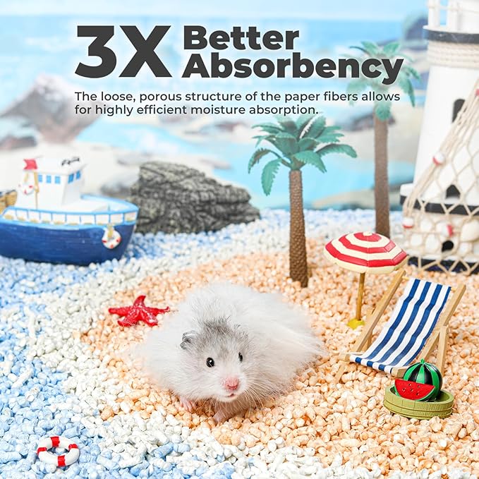 mini&moe Rabbit Litter Paper Pellet Bedding: Hamster Bedding Odor Control & Moisture Absorbent Natural Paper Pellet Bedding - for Small Animal Guinea Pigs,Rabbits Bedding 1.98lb