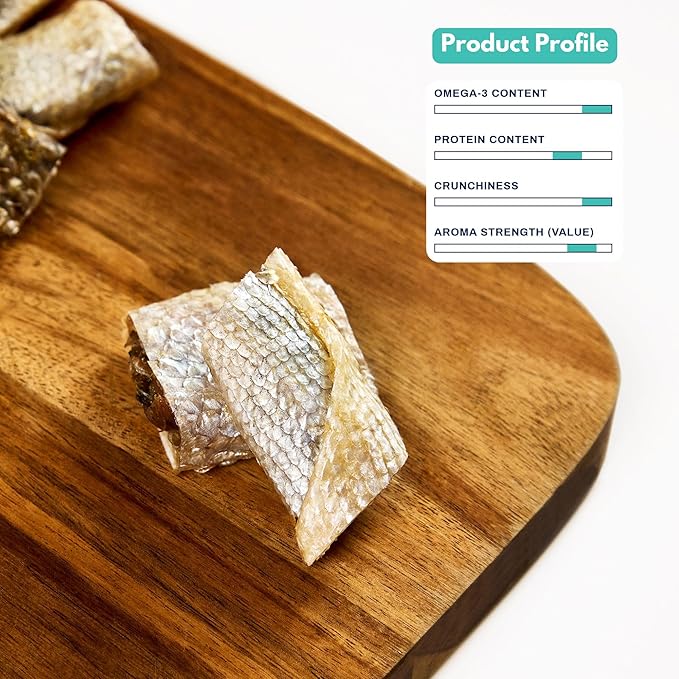 ALFIE'S TREATOS Salmon Skin Treats for Dogs & Cats (5.3 oz, 2x2.65 oz), Value Bundle, Air-Dried Fish Skin Dog Treats, Omega-3 Food Topper & Training, Single Ingredient, Freeze-Dried Alternative