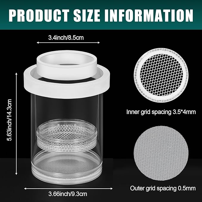 2 Pcs Breeder Box for Fish Tank Aquarium Breeder Separation Net Breeding Box with Suction Cup for Small Fish Shrimp Clownfish Guppy (White,L)