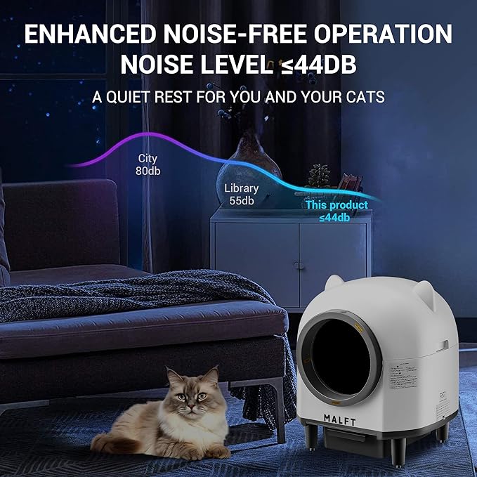 Self Cleaning Litter Box, 90 L Automatic Cat Litter Box for Multiple Cats with Safety Protection/App Control/Mat/1 Roll Garbage Bags
