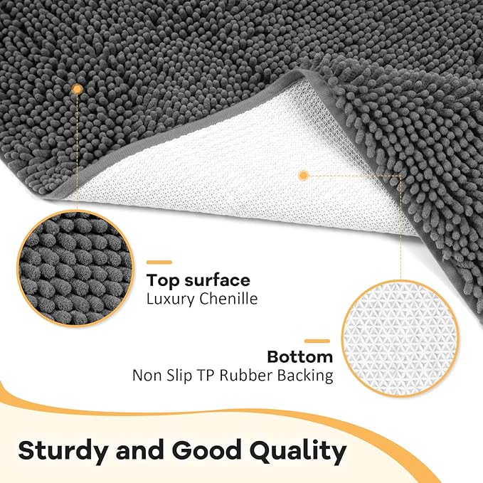 Absorbent Dog Door Mat for Muddy Paws, 72" x 24" Chenille Indoor Mats for Entryway, Trap Dirt Front Door Mat Indoor Entrance Washable Non Slip Soft