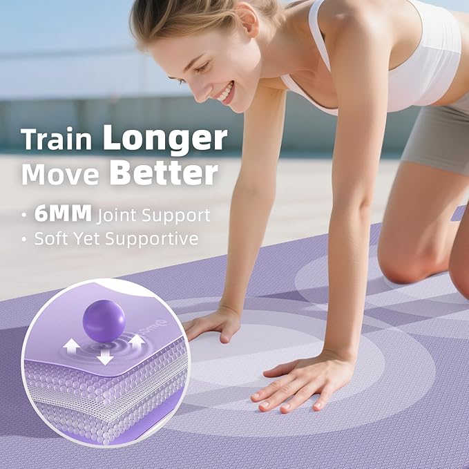 Extra Large Yoga Mat - 72"x35", 72"x48", 78"x57" - Wide TPE Exercise Mat for Home, Stretching, Couples & Family Workouts - 6-12mm Thick, Non-Slip & Waterproof - with Carry Bag and Straps