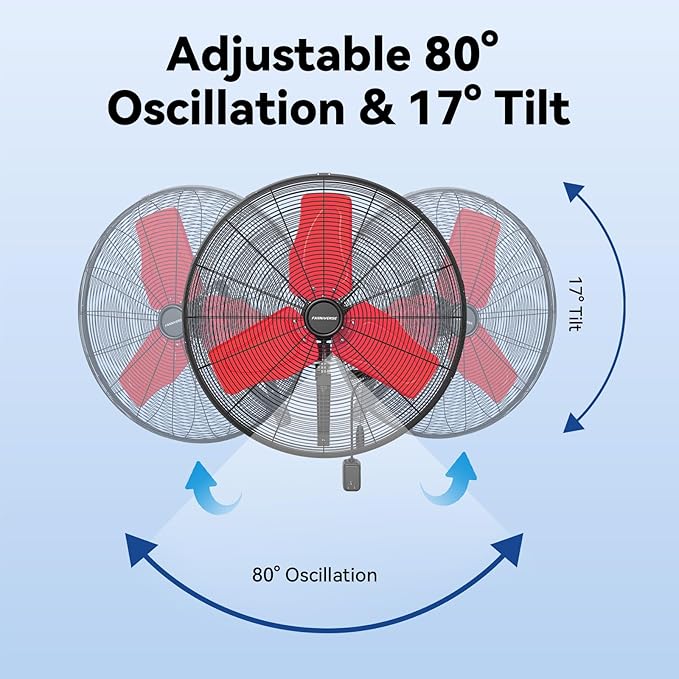 24 Inch 9500 CFM Waterproof Wall Fan Pro Series - Outdoor High Velocity Wall Mount Fan with Enclosed Motor for Residential, Warehouse, Patio, Shop, Garage, Barn UL Safety Listed