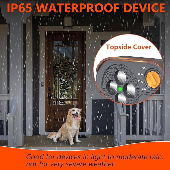 2025New Anti Barking Device, Bark Box Rechargeable Dog Barking Deterrent Devices with Variable Ultra Frequency/6 Modes/IP65 Waterproof Dog Silencer Stop Neighbors‘ Dog from Barking Up to 75ft(Grey)