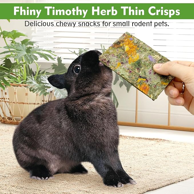 Fhiny 24 PCS Rabbit Timothy Hay Chips Toys, Natural Bunny Molar Treats with Herbal Flowers Rabbit Chew Toys for Teeth Small Animal Snacks for Rats Chinchillas Guinea Pigs Hamsters
