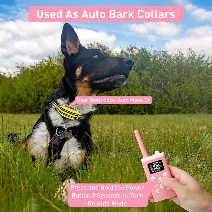 PetJoy Dog Bark Collar with Remote, Shock Collar for Large Dogs 3 Pack, Bark & Shock Collar Combo, Automatic Bark Collar - Auto Mode with 5 Sensitivity Levels