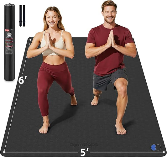 Extra Large Yoga Mat - 72"x35", 72"x48", 78"x57" - Wide TPE Exercise Mat for Home, Stretching, Couples & Family Workouts - 6-12mm Thick, Non-Slip & Waterproof - with Carry Bag and Straps