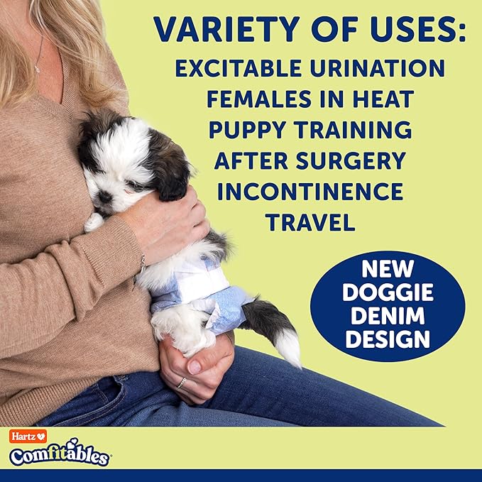 New! Hartz® Comfitables® Disposable Dog Diapers, Size Large 12 Count, Comfortable & Secure Fit, Easy to Put On, Super Absorbent Male and Female Diaper
