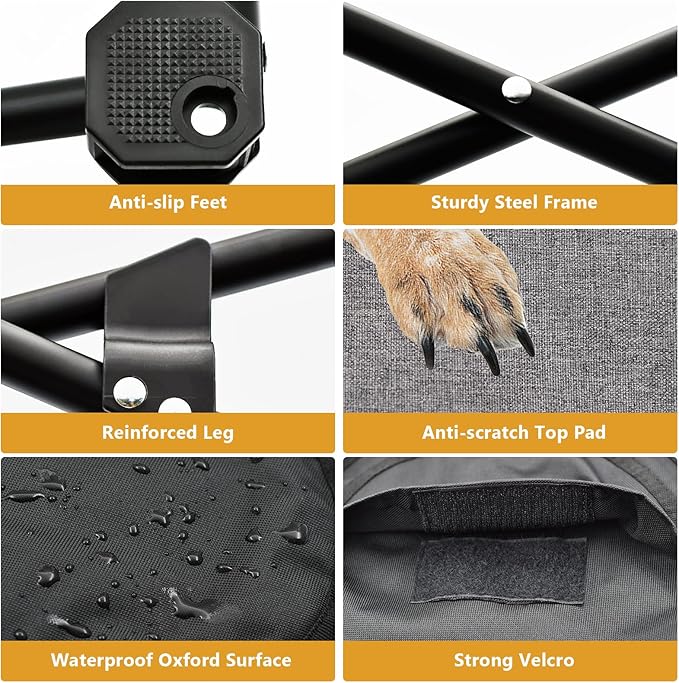 Elevated Dog Bed, Portable Raised Pet Cot for Outdoor and Indoor Folding Dog Cot Bed with Padded Filling Carrying Bag Included Pet Raised Travel Lounger for Camping Traveling (36x36x12inch)