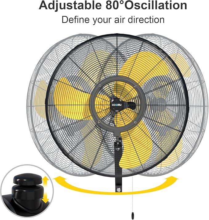 9600 CFM 30" Outdoor Wall Mount Misting Fans, High Velocity 3-Speed Waterproof Professional Oscillating Wall Fan, Heavy Duty Industrial Fan for Commercial, Garage, Warehouse, UL Listed