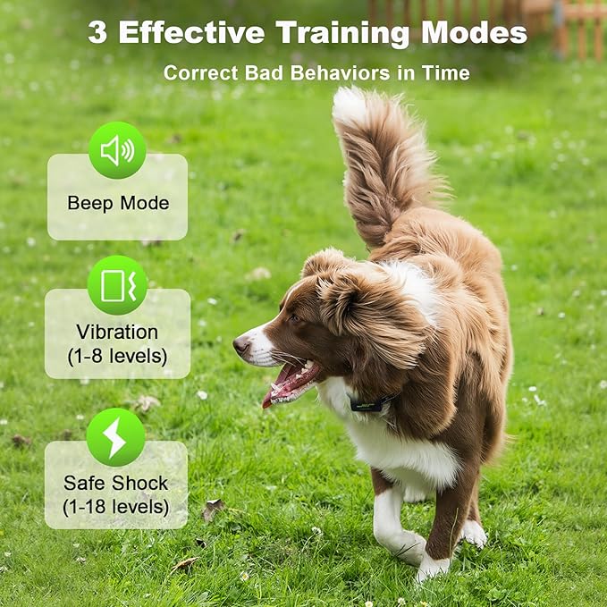 Shock Collar for Dogs with Remote Control, 3300FT Dog Training Collar with 3 Modes & Security Lock, IPX7 Waterproof & Rechargeable Dog Shock Collar for Large Medium Small Dogs 10-120lbs