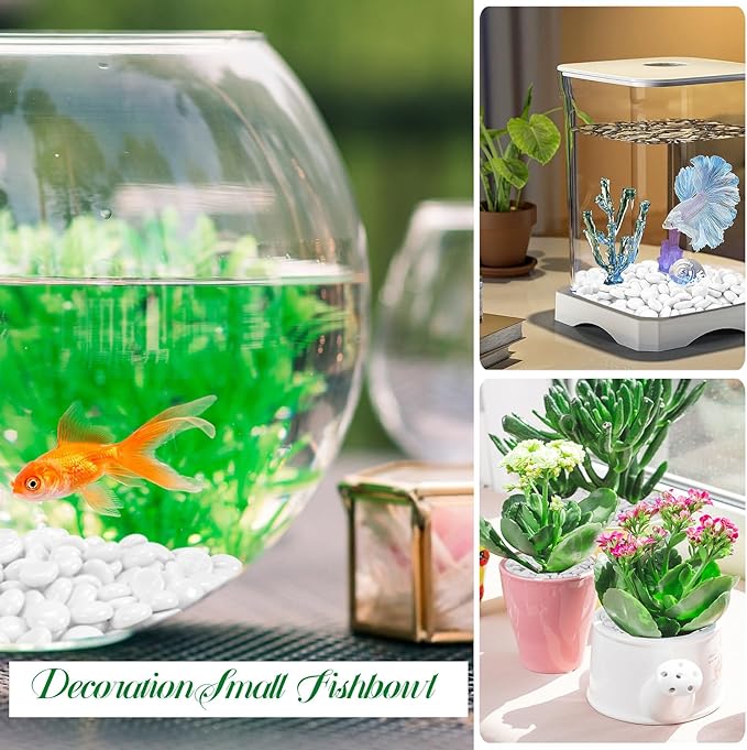 1LB White Flat Glass Marbles for Vases, Gemstone Beads Vase Filler Decorative Glass Pebbles for Fish Tank, DIY Crafts, Aquarium Decor Rocks