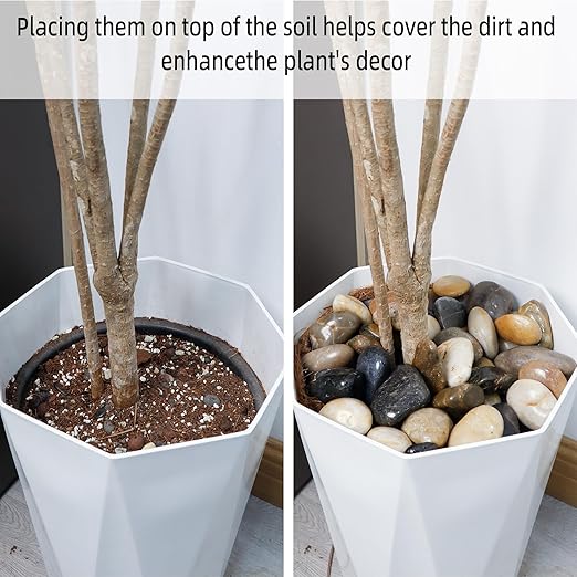 45LB 1"-2" Decorative River Rocks for Plants, Polished Pebbles for Garden Landscaping, Planters,Aquarium,Vase Fillers, Indoor & Outdoor Decor