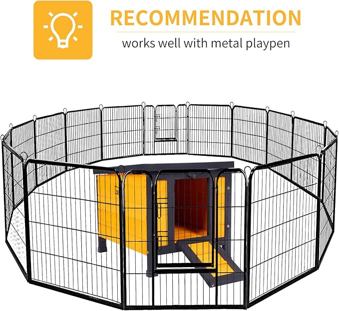 GEGURI Outdoor Cat House Weatherproof, Rabbit Hutch & Indoor Bunny Cage, Wooden Shelter for Feral Cats, Rabbits, Chickens & Small Animals