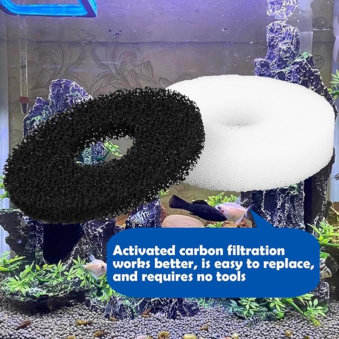 Foam and Carbon Rings Filter Replacement Compatible with Biorb Aquariums(10 carbon foams, 10 regular foams, 2 cleaning brushs and 1 piece cleaner pad)