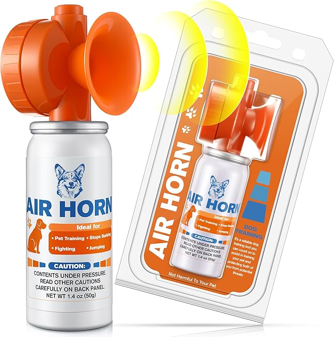 Air Horn, 1.4 oz 120 dB Loud Pet Trainer to Stop Dog Attacking Barking Fighting Jumping, Coyotes Air Horn for Safety, Protect Yourself & Pet While Walking, Orange(1 Pack)
