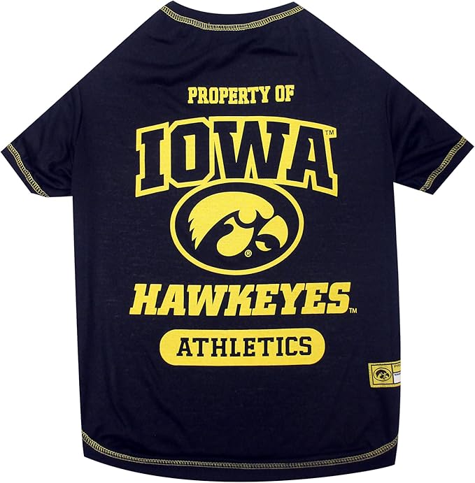 Pets First Collegiate IOWA HAWKEYES Dog T-Shirt, Medium. - Licensed Shirt for Pets Team Colored with Team Logos.- Premium Stretchable Materials for the Comfrot of your Dog & Cat.