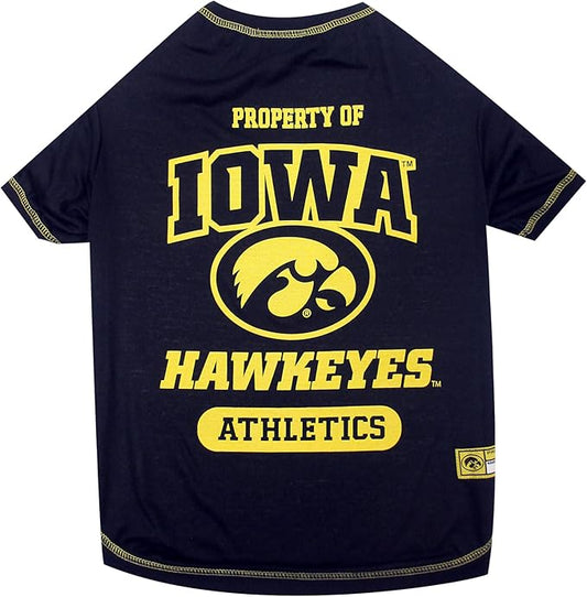 Pets First Collegiate IOWA HAWKEYES Dog T-Shirt, Medium. - Licensed Shirt for Pets Team Colored with Team Logos.- Premium Stretchable Materials for the Comfrot of your Dog & Cat.