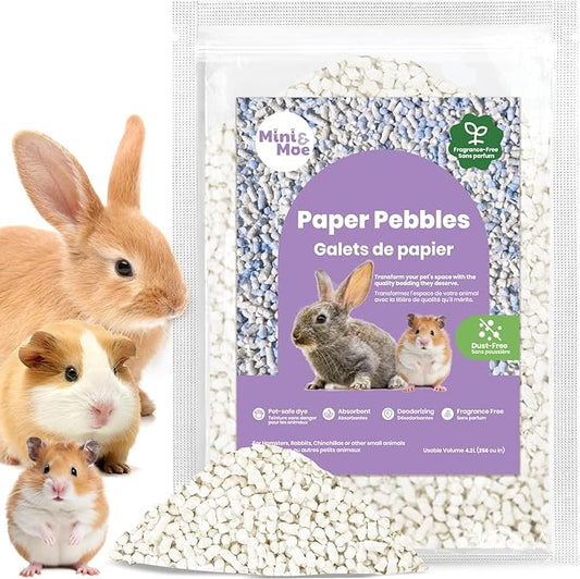 mini&moe Rabbit Litter Paper Pellet Bedding: Hamster Bedding Odor Control & Moisture Absorbent Natural Paper Pellet Bedding - for Small Animal Guinea Pigs,Rabbits Bedding 3.96lb