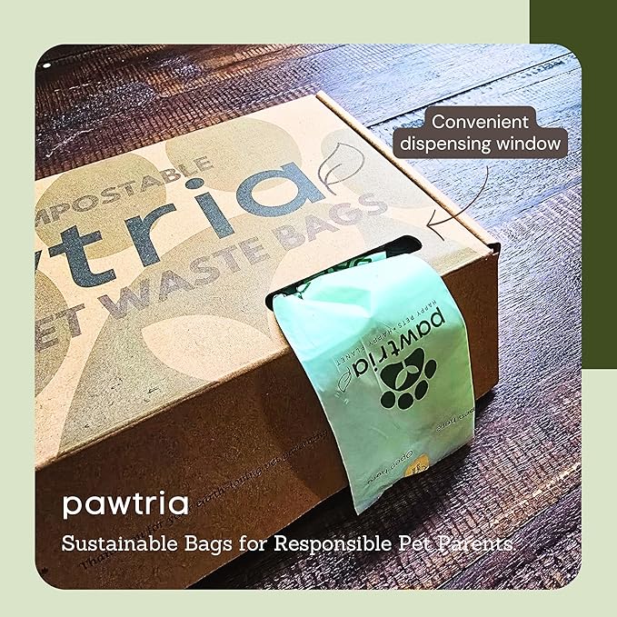 Pawtria Certified Home Compostable Dog Poop Bags (480), Value pack, Biodegradable Poop Bags, Cat Litter, Vegetable Starches, Eco-friendly Dog Waste Bags, Leak proof, Easy to Open, Give Back