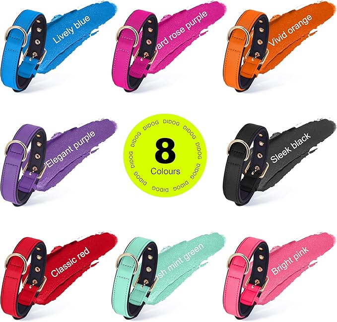 Didog Soft Padded Dog Collars for Small Dogs, Lightweight and Breathable Dog Collar with Metal Buckle, Pink, S