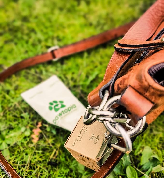 Pawtria Certified Home Compostable Dog Poop Bags (120) + Paper Dispenser, Biodegradable Poop Bags, Cat Litter, Vegetable Starches, Leak proof Dog Waste Bags, Easy to Open, Extra Thick