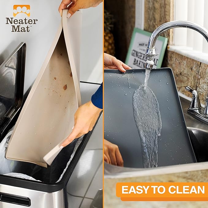 Neater Pet Brands Neater Mat Pet Mats for Food and Water, Waterproof Silicone Pet Mat with Raised Edge for Dogs or Cats