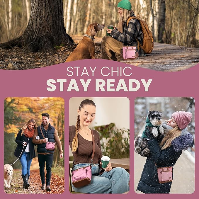 BEAU&FUR Large Dog Treat Pouch with Clicker for Training – 4 Cup Capacity, Built-in Poop Bag Dispenser, Expandable Pocket, Metal Buckle, Large Back Pocket, Ideal Design for Walks and Training – Pink