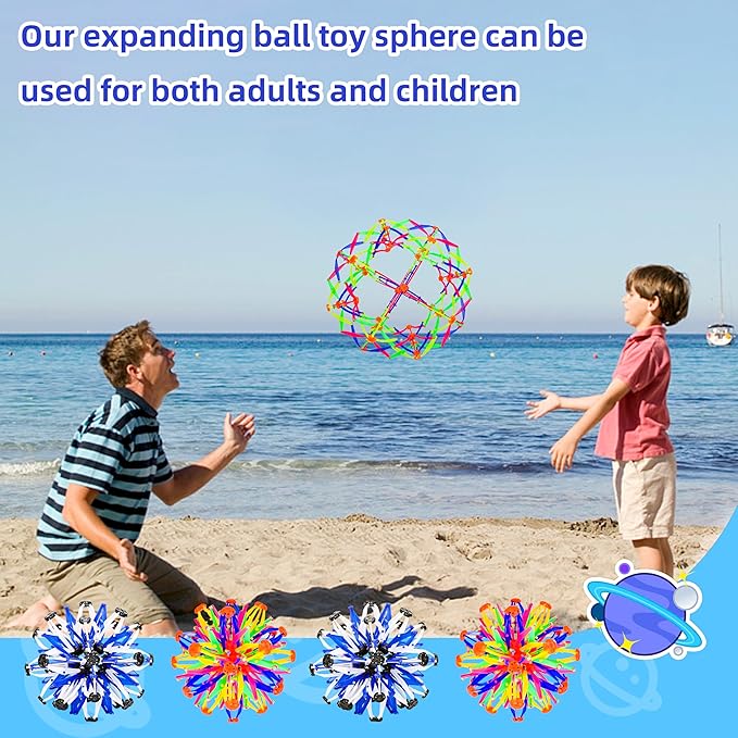 2Pcs Colorful Sphere Expandable Breathing Balls Fidget Toy-Great Anxiety Stress Reliever,Collapsible Expanding Magic Ball Toys for Kids & Adults Mindfulness Meditation Practices , Yoga -ADHD