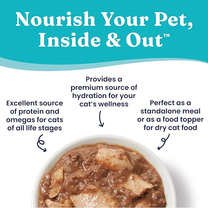 Solid Gold Wet Cat Food Shreds in Gravy - Canned Cat Food Made w/Real Tuna - Five Oceans Grain Free - 16ct/3oz Can