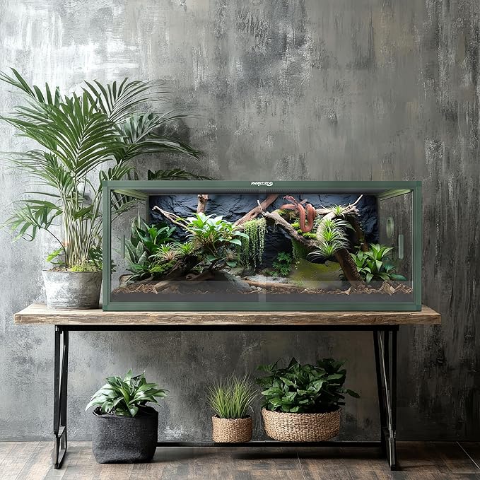 85 Gallon Reptile Tank, Front Opening Snake Tank for Easy Maintenance, Reptile Enclosure with Top Screen Ventilation 48''x24''x18''