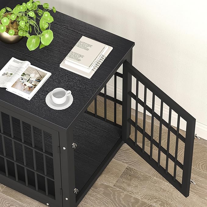 38 Inch Heavy Duty Dog Crate Furniture for Large and Medium Dogs, Decorative Pet House End Table, Wooden Cage Kennel Furniture Indoor, Black