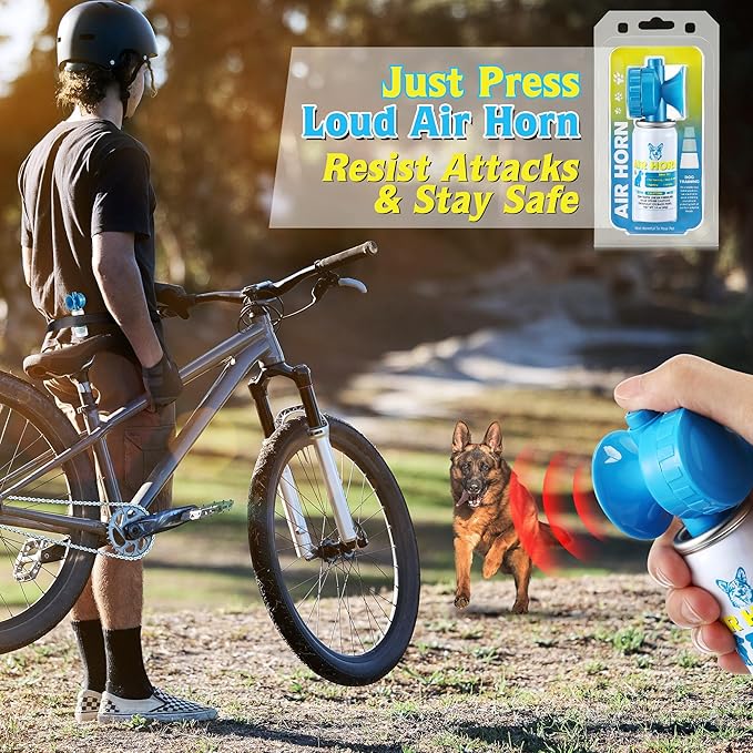 Air Horn, 1.4 oz 120 dB Loud Air Horns for Safety, for Coyotes and Aggressive Dog, Stops Attacking Fighting Barking Chasing, Effective Training Tool & Outdoor Safety Alarm, Blue(2 Pack)