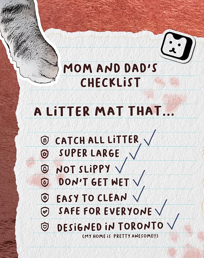 Lukamoo® Cute Cat Litter Mat (30’’x20’’), Large/L, for Kitty Litter & Cute Cat Litter Box, Litter Trapping Mat (Tuxedo)